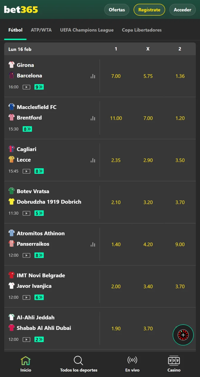 Apostar en deportes es muy cómodo a través de la aplicación móvil de Bet365.