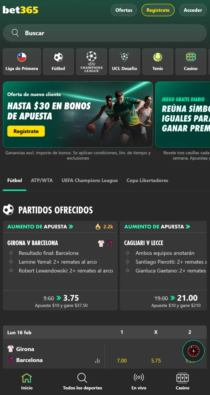 Descubre la interfaz sencilla y fácil de usar de la aplicación Bet365.