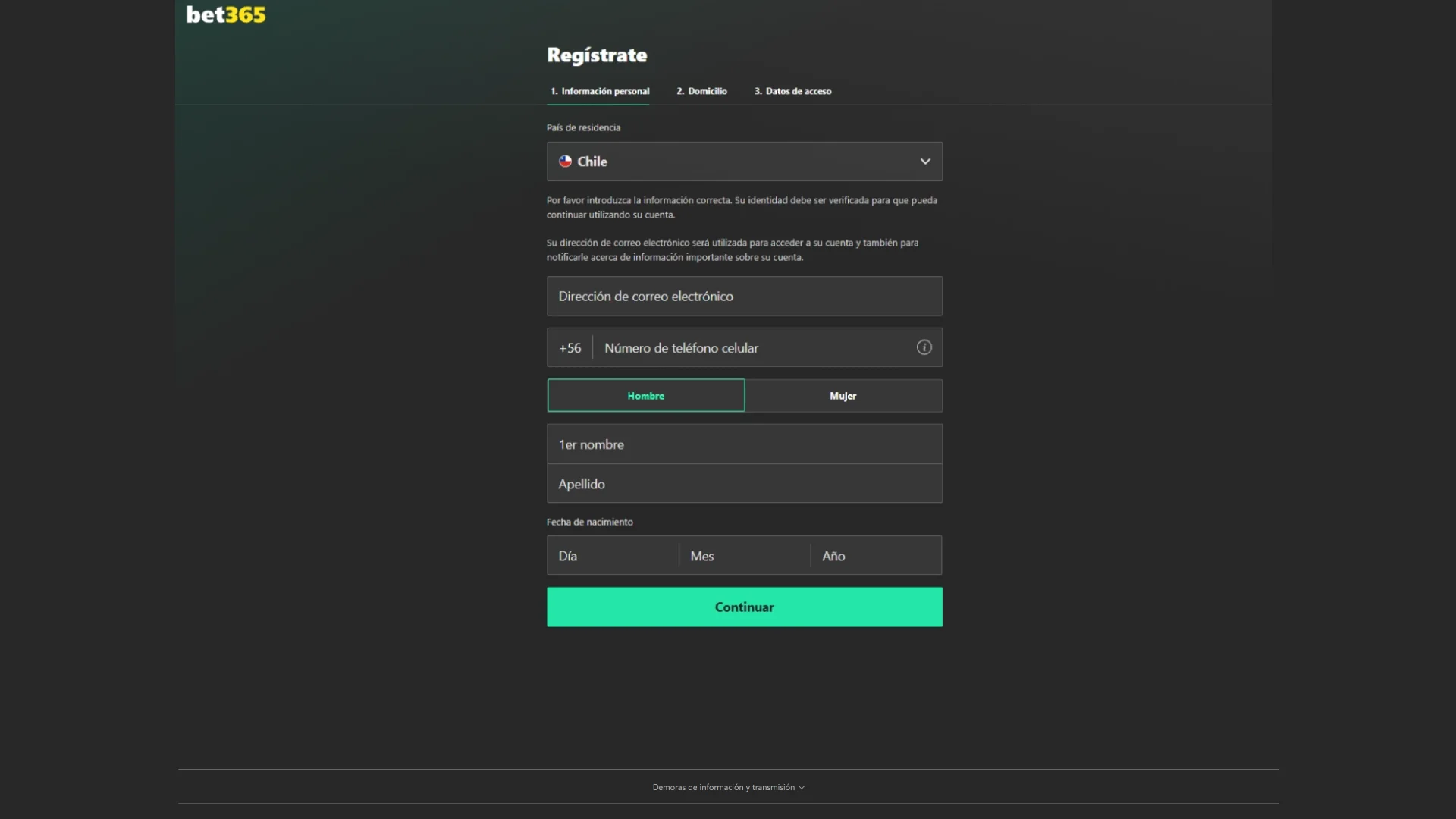 Puede registrarse rápidamente en Bet365 utilizando nuestro cómodo formulario de registro.