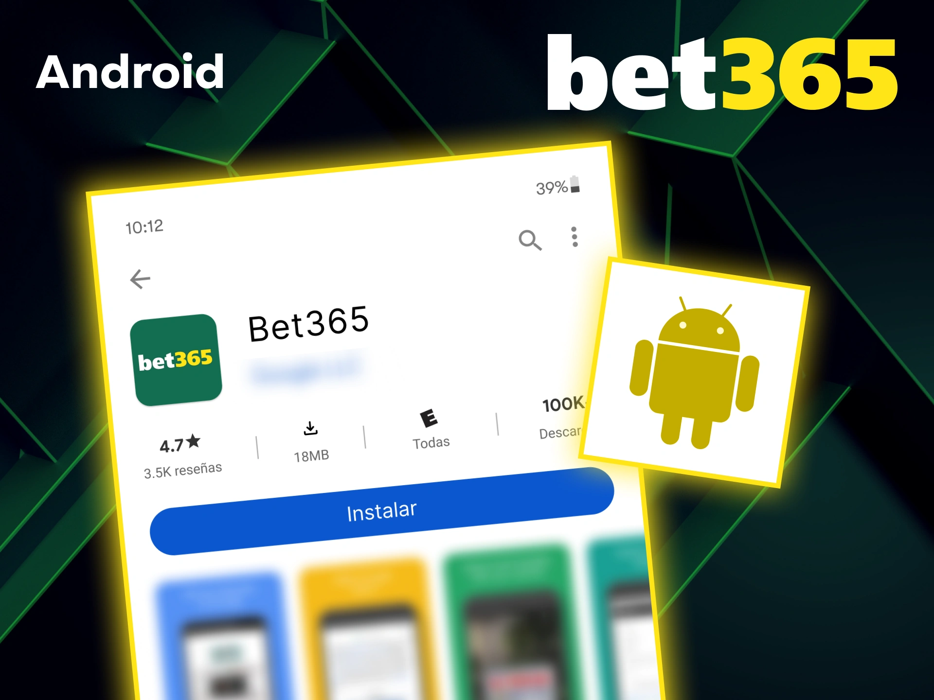 Descarga la aplicación de Bet365 para Android y apuesta en cualquier lugar.