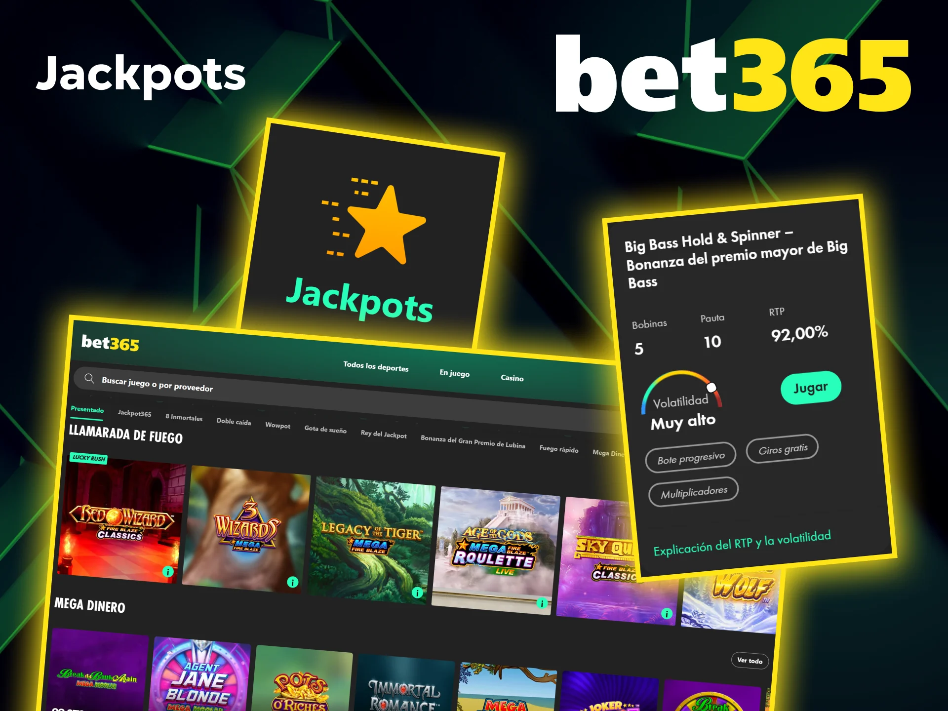 Juega por los jackpots más grandes en la sección de casino de Bet365.