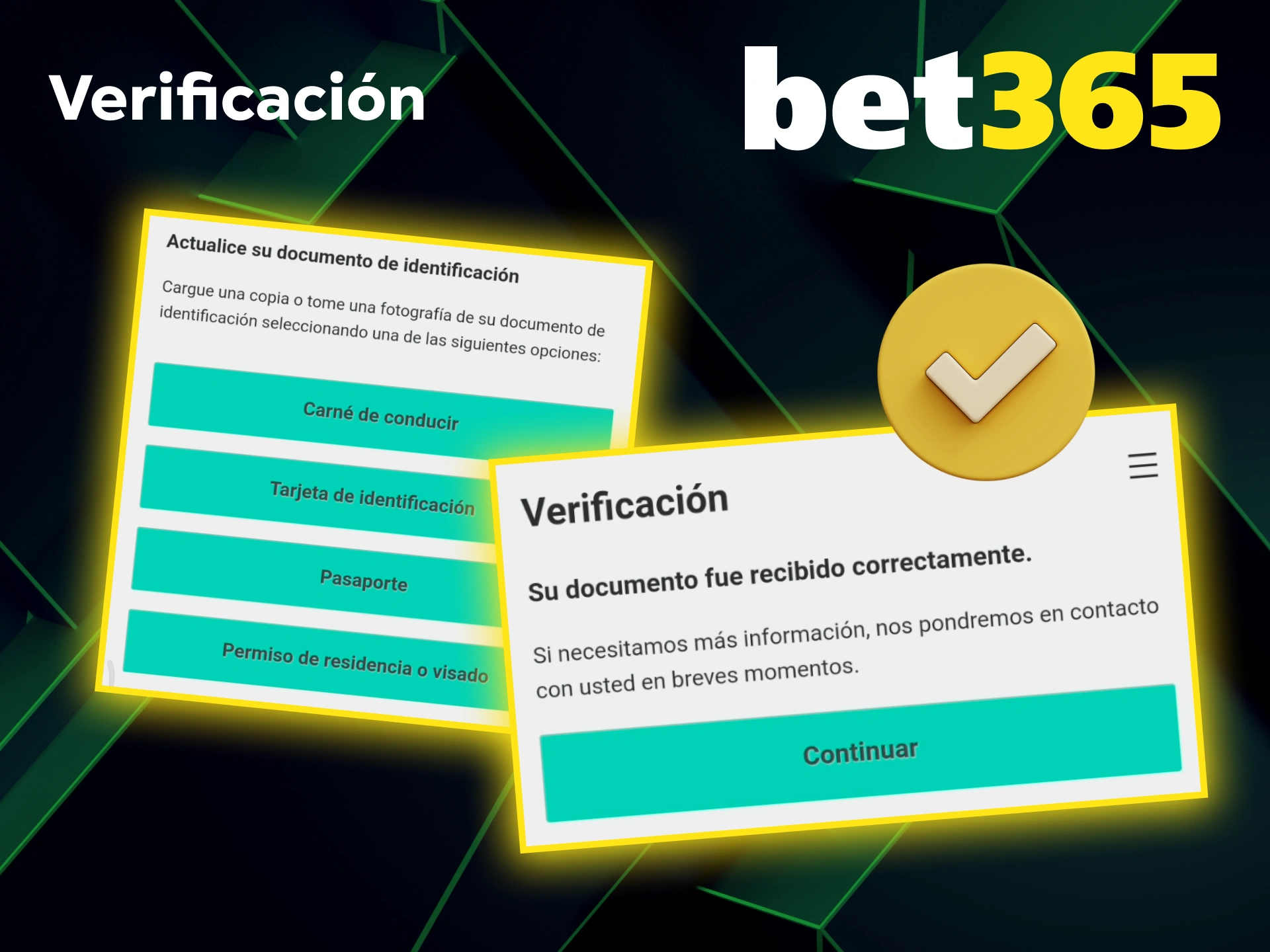Completa la verificación de tu cuenta en Bet365 para retiros seguros.