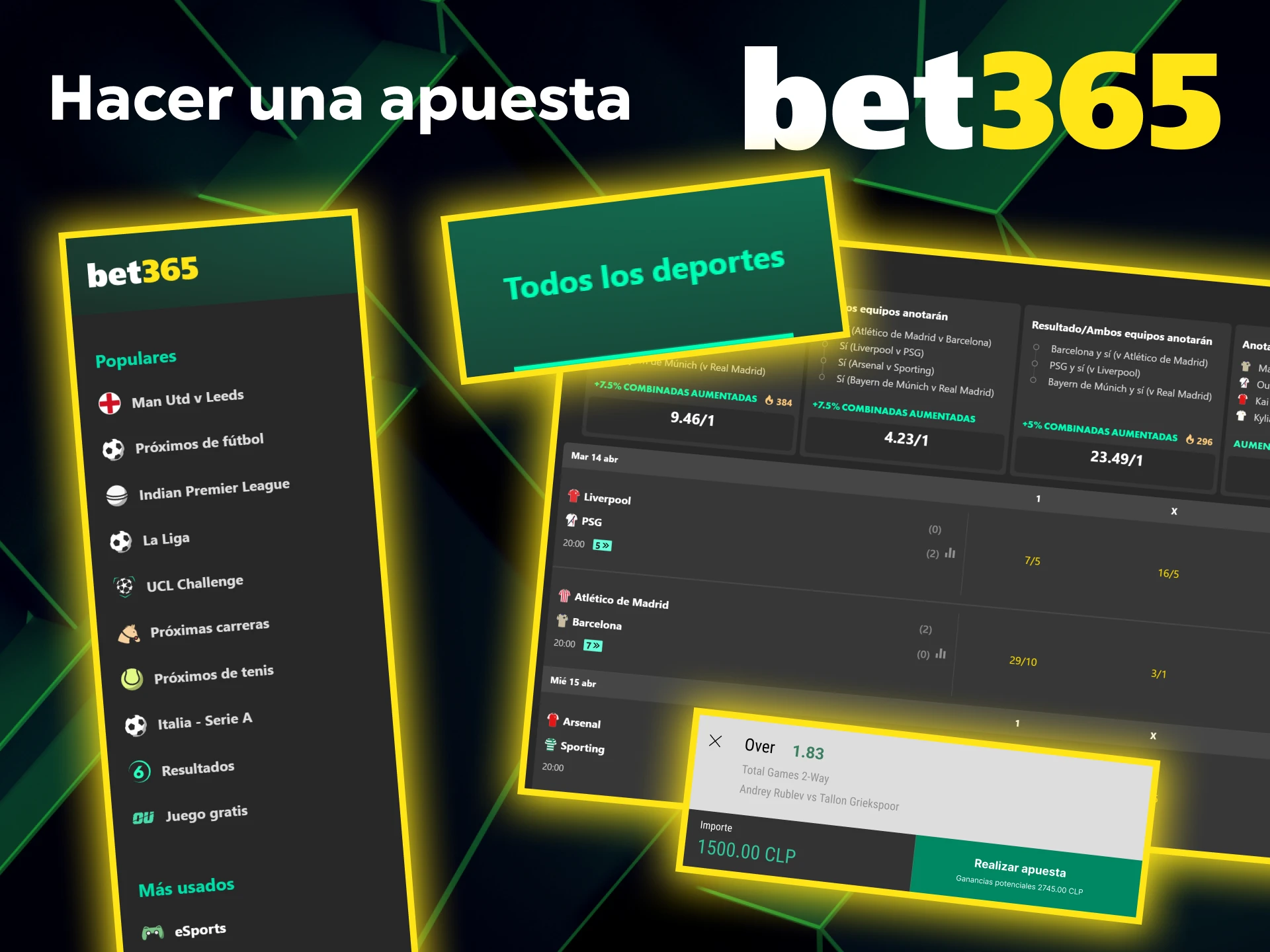Realiza tus apuestas deportivas con las mejores cuotas en Bet365.
