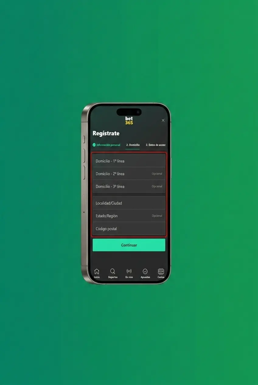 Pasos para registrarse en la app de Bet365 desde móvil Android o iOS en Chile